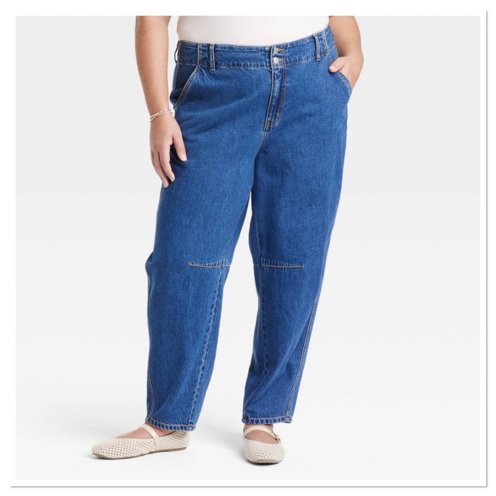 Ava & Viv Women’s High Rise Barrel Leg Jeans
